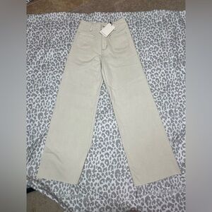 NWT MIOU MUSE - STRAIGHT WIDE LEG PANTS WITH FRONT POCKET Cream